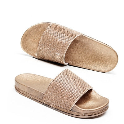 Rhinestone Women Slippers Bling Beach Slides