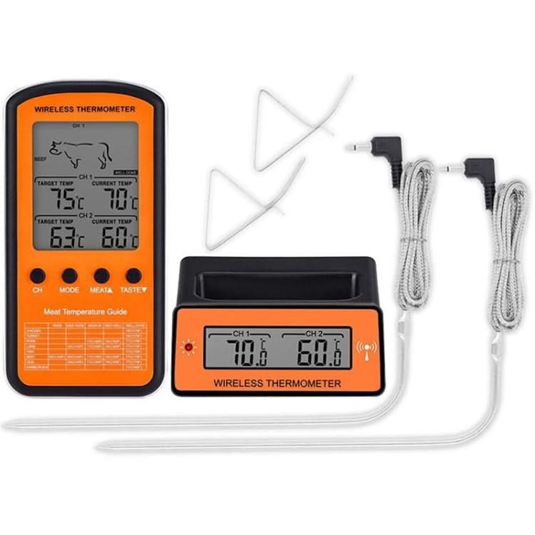 Wireless Remote BBQ Thermometer Dual Probe Digital Cooking Meat Food Oven Thermometer Reluova