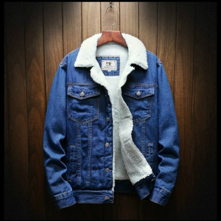 Men Winter Wool Liner Jean Jackets Outerwear Warm Denim Coats Reluova