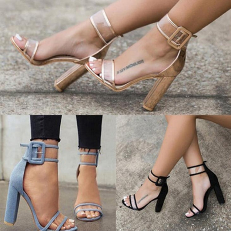 Thick Heeled Serpentine High Heel Sandals