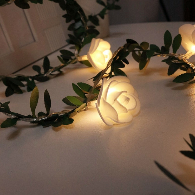 Solar Simulation Green Leaf Rattan Rose Flower Vine LED Light String Garland Decoration My Store