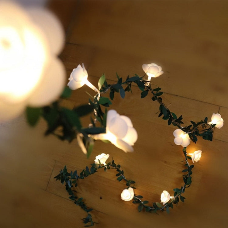 Solar Simulation Green Leaf Rattan Rose Flower Vine LED Light String Garland Decoration My Store