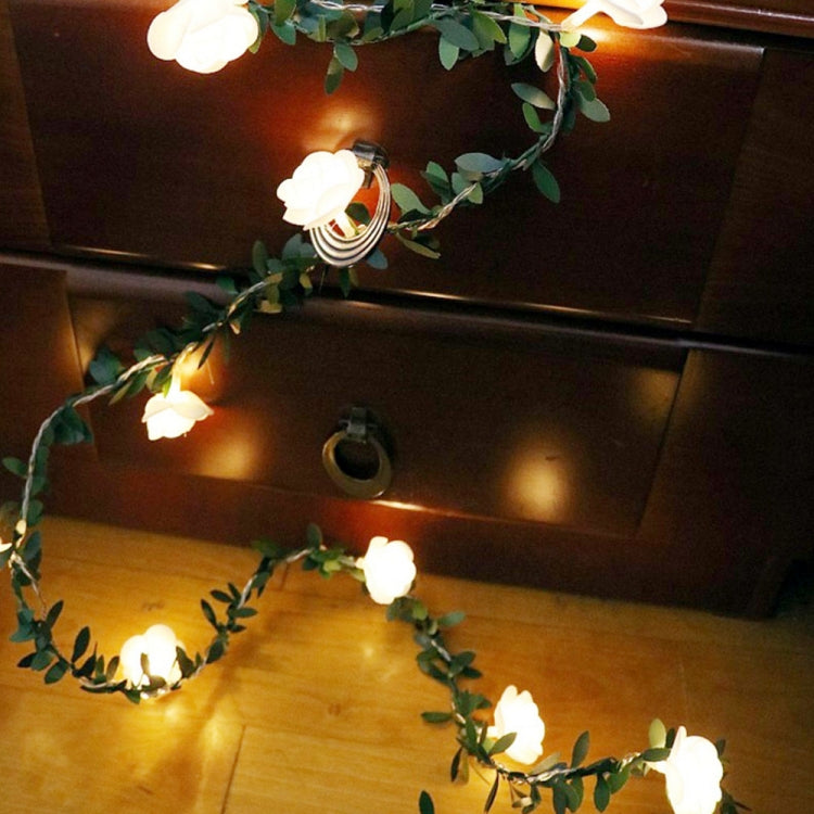 Solar Simulation Green Leaf Rattan Rose Flower Vine LED Light String Garland Decoration My Store