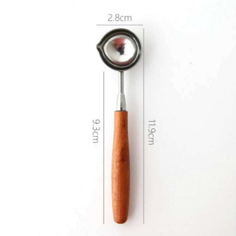 Wooden Handle Brass Seal Wax Spoon Tool Melting Sealing Wax Hand Account Stainless Steel Fire Paint Spoon My Store