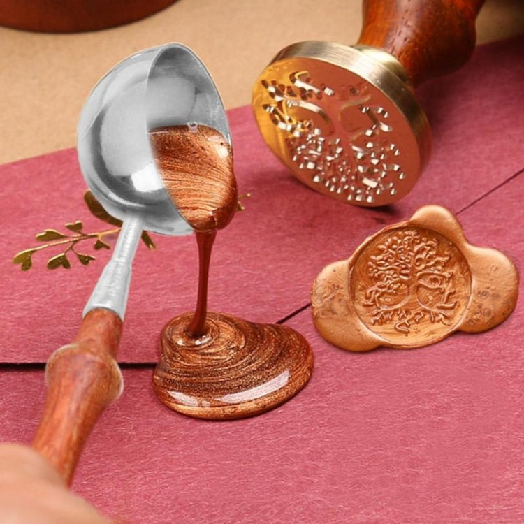 Wooden Handle Brass Seal Wax Spoon Tool Melting Sealing Wax Hand Account Stainless Steel Fire Paint Spoon My Store