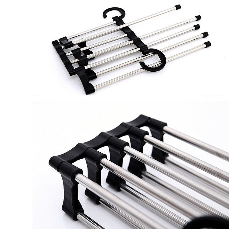 Multifunctional  5 in 1 Telescopic Folding Wardrobe Magic Trousers Rack