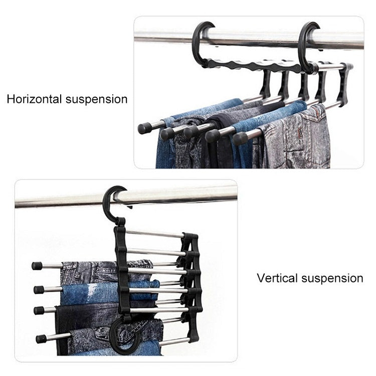 Multifunctional  5 in 1 Telescopic Folding Wardrobe Magic Trousers Rack