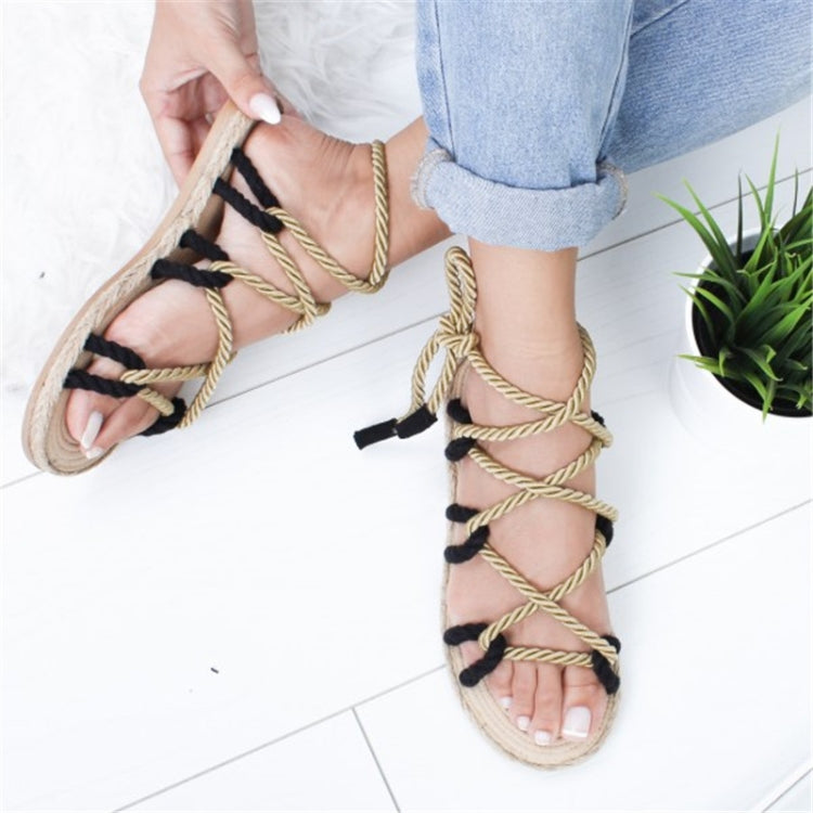 Women Sandals Stagger Hemp Rope Shoes