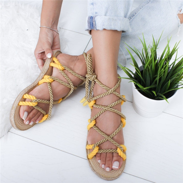 Women Sandals Stagger Hemp Rope Shoes Reluova