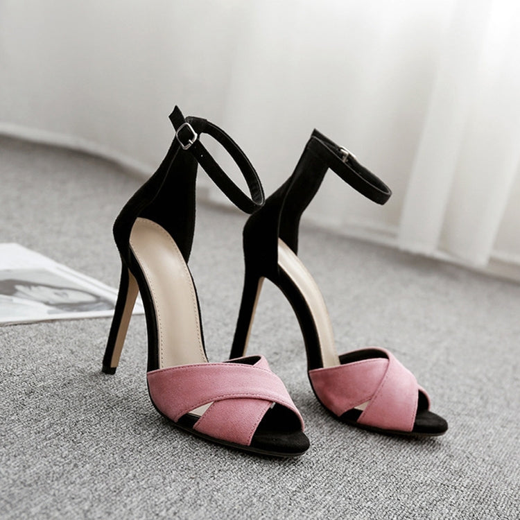 Women Open Toe High Heel Stiletto Colorblock Sandals Reluova