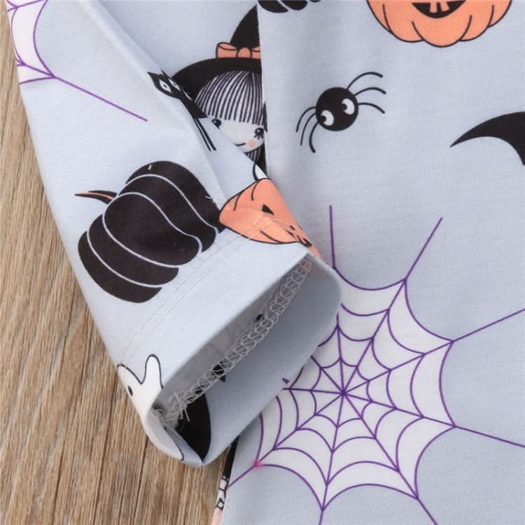 Autumn Girls Cartoon Halloween Print Long Sleeve Dress Reluova