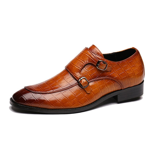 Crocodile Pattern Business Flat Bottom Leather Formal Shoes, Series 2