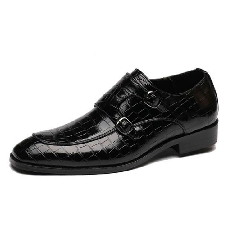 Crocodile Pattern Business Flat Bottom Leather Formal Shoes, Series 1 Reluova