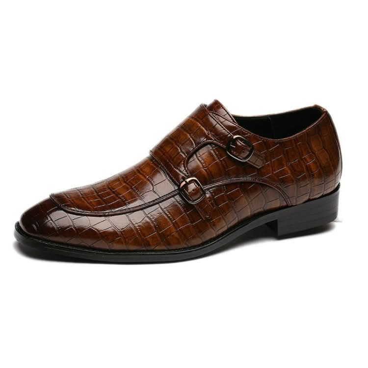 Crocodile Pattern Business Flat Bottom Leather Formal Shoes, Series 2 Reluova