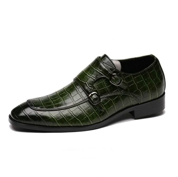 Crocodile Pattern Business Flat Bottom Leather Formal Shoes, Series 1 Reluova