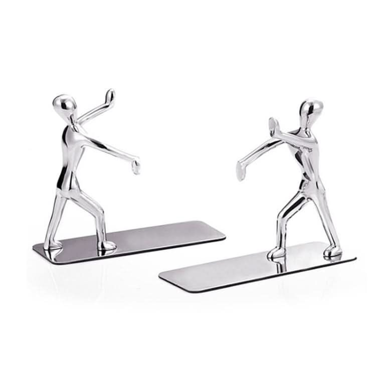 Pair Small Person Standing Decoration Creative Desk Bookshelf Metal Book Push Plate