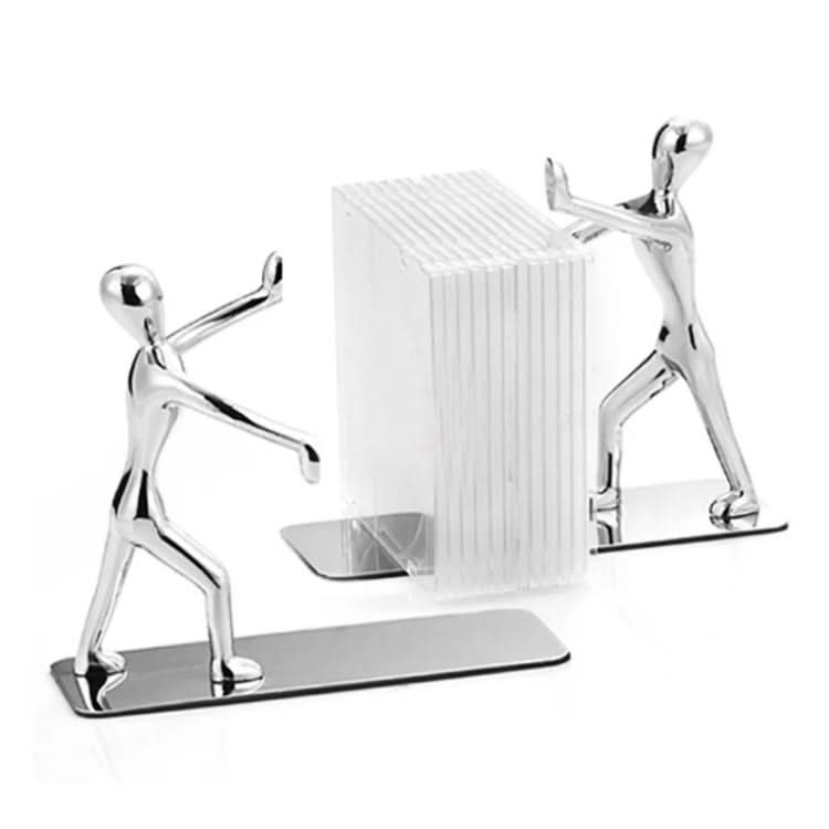 Pair Small Person Standing Decoration Creative Desk Bookshelf Metal Book Push Plate Reluova