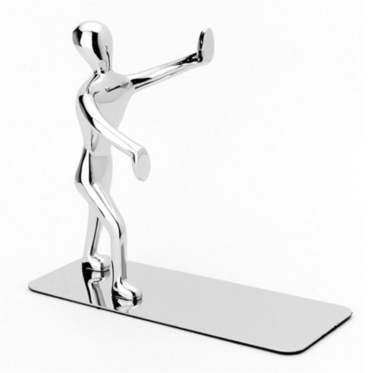 Pair Small Person Standing Decoration Creative Desk Bookshelf Metal Book Push Plate Reluova