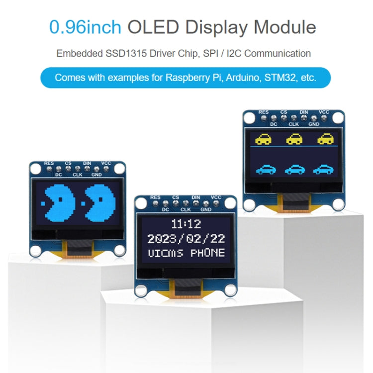 Waveshare 0.96 inch OLED Display Module, 128×64 Resolution, SPI / I2C Communication Reluova