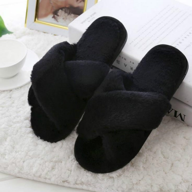 Cross Warm Plush Women Slippers Reluova