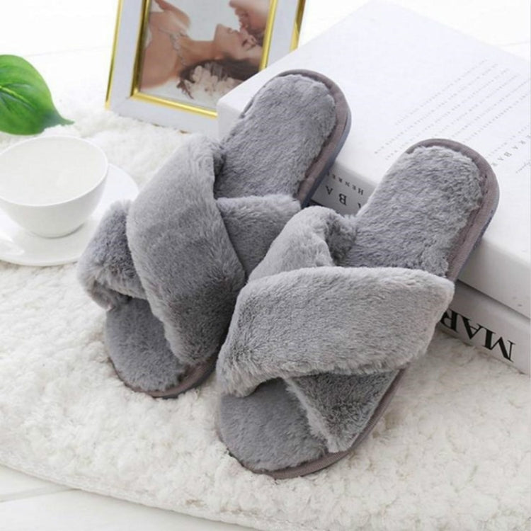 Cross Warm Plush Women Slippers Reluova