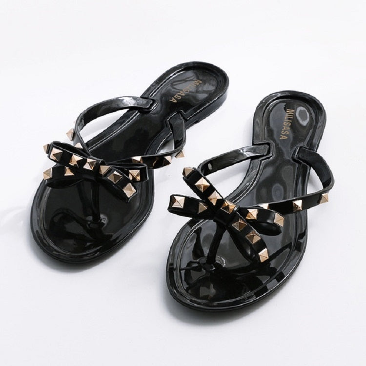 Women Flip-flops Rhinestones Bow Slip-on Flat Sandals