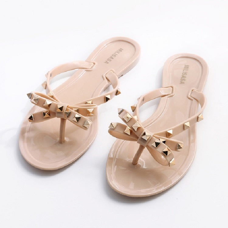 Women Flip-flops Rhinestones Bow Slip-on Flat Sandals Reluova