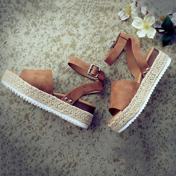 One-button Buckle Platform Women Sandals