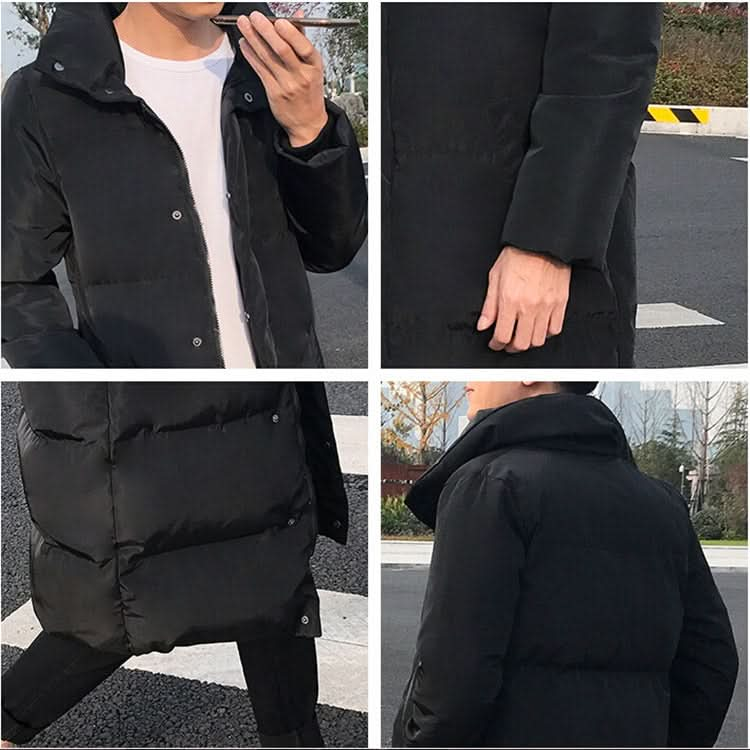 Mens Long Down Jacket Coat Winter Parkas Thick Warm Slim Fit Male Overcoat Reluova