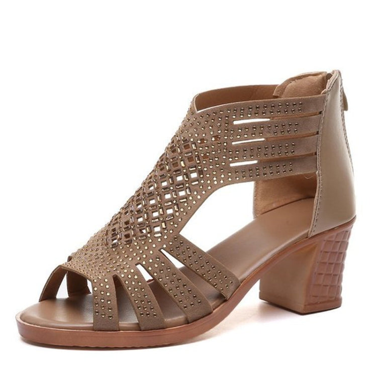 Crystal Hollow Out Peep Toe Wedges Sandals