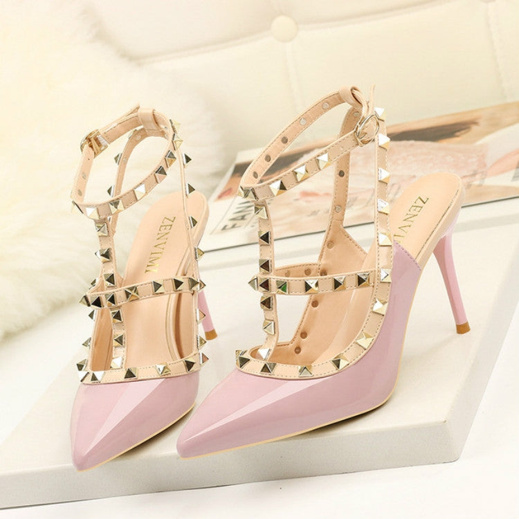 Pointed Stiletto Rivets Shallow Mouth High Heels