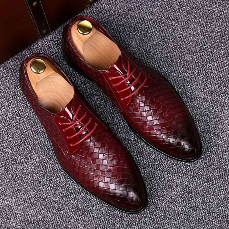 Men Business Dress Shoes Crocodile Leather Shoes Pointed Strips Brock Casual Shoes, Series 1 Reluova