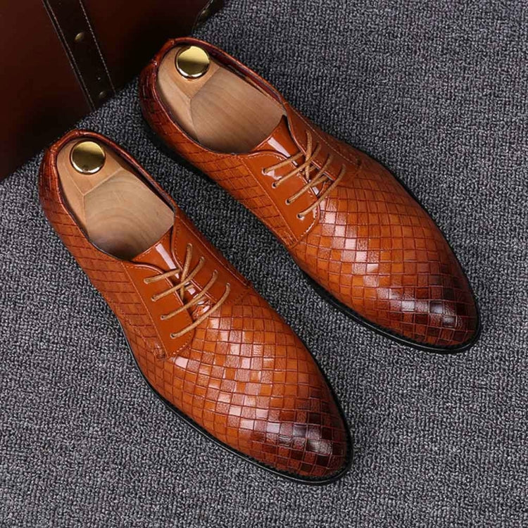 Men Business Dress Shoes Crocodile Leather Shoes Pointed Strips Brock Casual Shoes, Series 2 Reluova