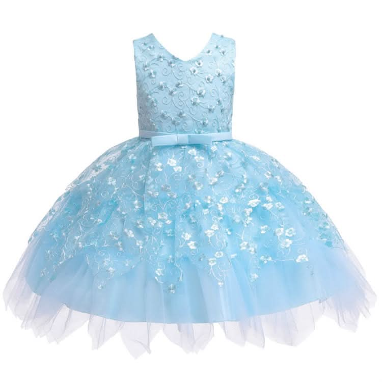 Girls Irregular Embroidered Beaded Bow-knot Tutu Sleeveless Dress Show Dress Reluova