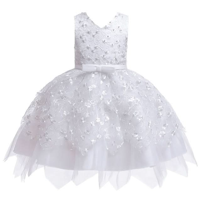 Girls Irregular Embroidered Beaded Bow-knot Tutu Sleeveless Dress Show Dress Reluova