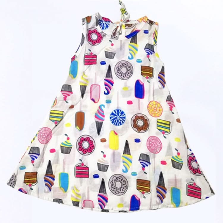 Baby Girls Fashion Donut Print Sleeveless Dress Reluova