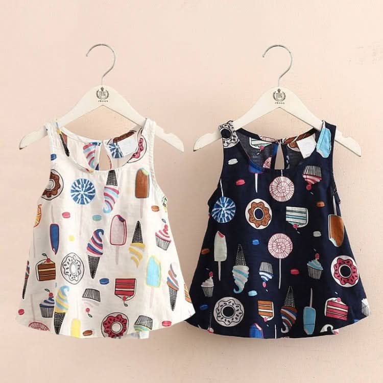 Baby Girls Fashion Donut Print Sleeveless Dress Reluova