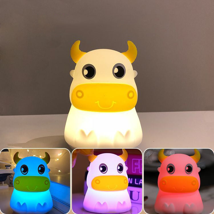 Colorful Dull Cow Silicone Night Light Led Creative Dream Bedroom Bedside Patted With Sleeping Lights My Store