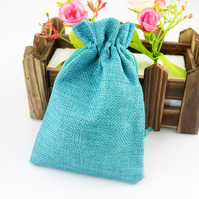 50 PCS Multi size Linen Jute Drawstring Gift Bags Sacks Wedding Birthday Party Favors Drawstring Gift Bags, Series 2