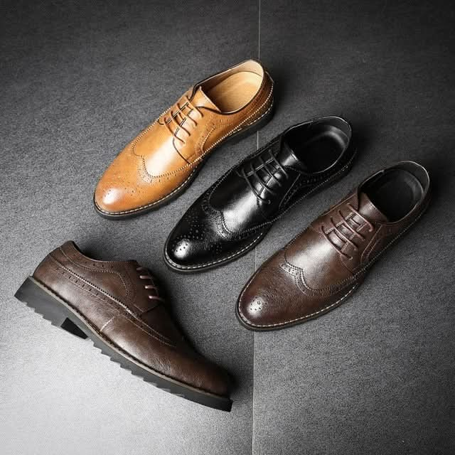 British Men Shoes Brogue Shoes Business Formal Shoes Reluova