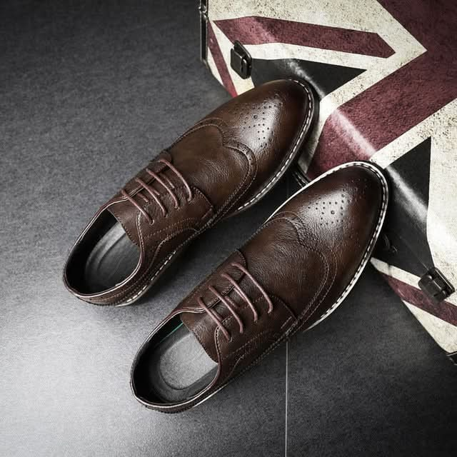 British Men Shoes Brogue Shoes Business Formal Shoes Reluova