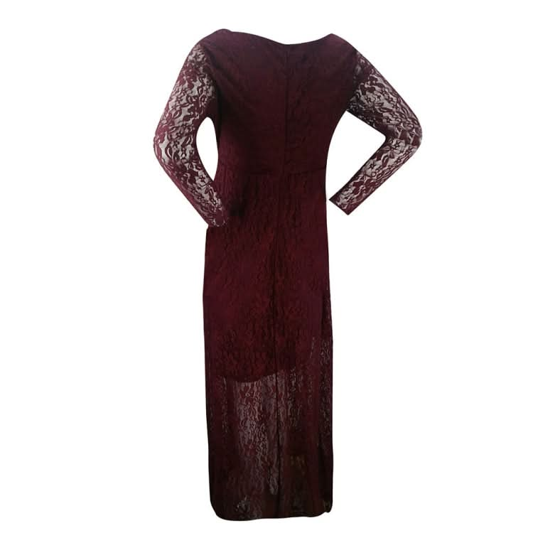 V Neck Dress Lace Long Dress for Mother Pregnancy Dress Reluova