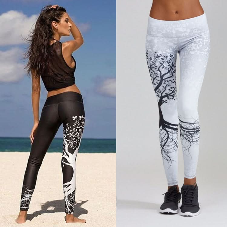 Tree Print High Waist Push Up Leggings Sport Women Elastic Breathable Yoga Pants Reluova