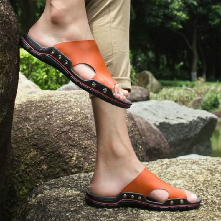 Men Casual Beach Shoes Slippers Microfiber Wear Sandals Reluova