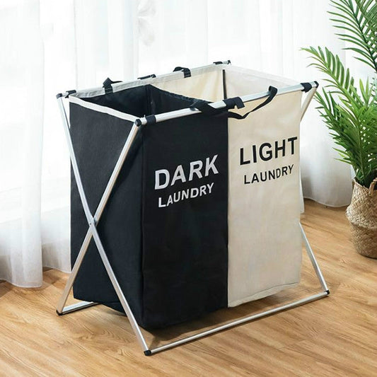 Fabric Folding Hamper Waterproof Padded Oxford Compartment Laundry Basket Hamper My Store