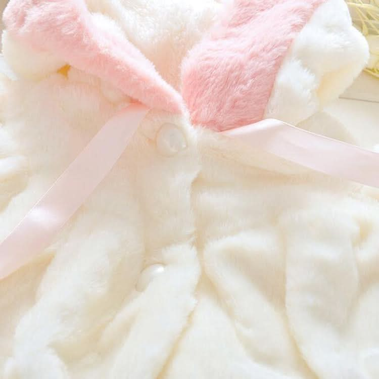 Female Baby Cartoon Rabbit Ears Shape Hooded Imitation Rabbit Fur Shawl Coat Reluova