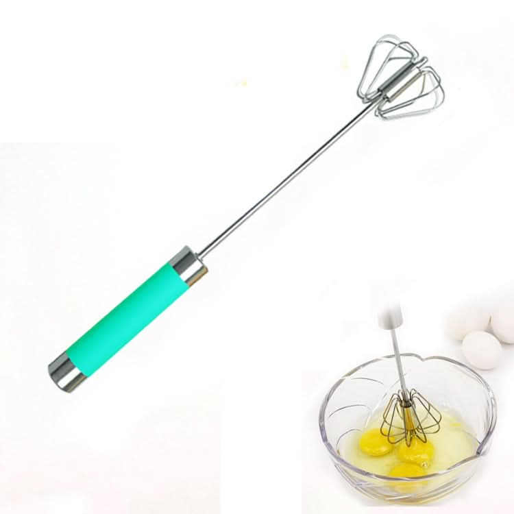 Stainless Steel Semi-automatic Stirring Press Rotary Egg Beater, 30cm, Random Color Delivery - Reluova