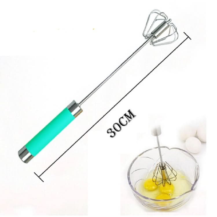 Stainless Steel Semi-automatic Stirring Press Rotary Egg Beater, 30cm, Random Color Delivery - Reluova