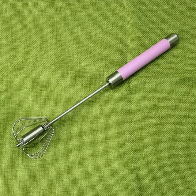 Stainless Steel Semi-automatic Stirring Press Rotary Egg Beater, 30cm, Random Color Delivery - Reluova