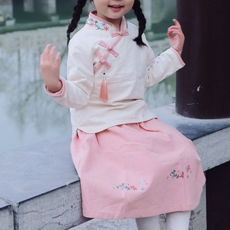 Girls Chinese Style Embroidery Top + Skirt Set Tunic Clothing Reluova